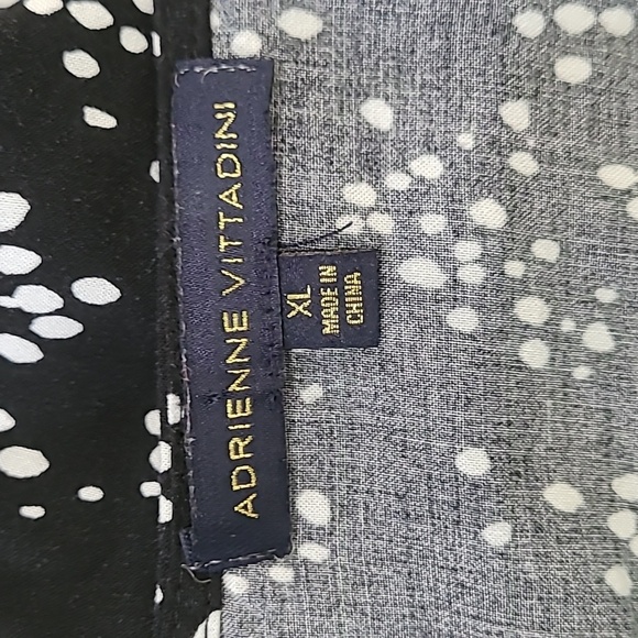 Adrienne Vittadini Black Top with White Polka-dots Blouse size XL - Picture 4 of 8